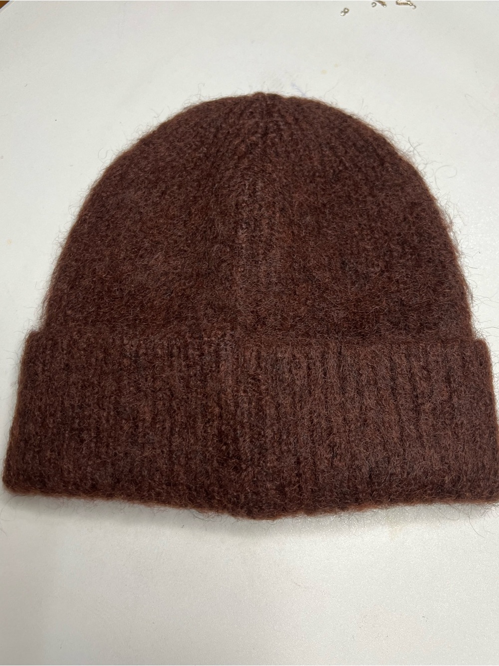 Unisex Brown Knit Beanie Hat